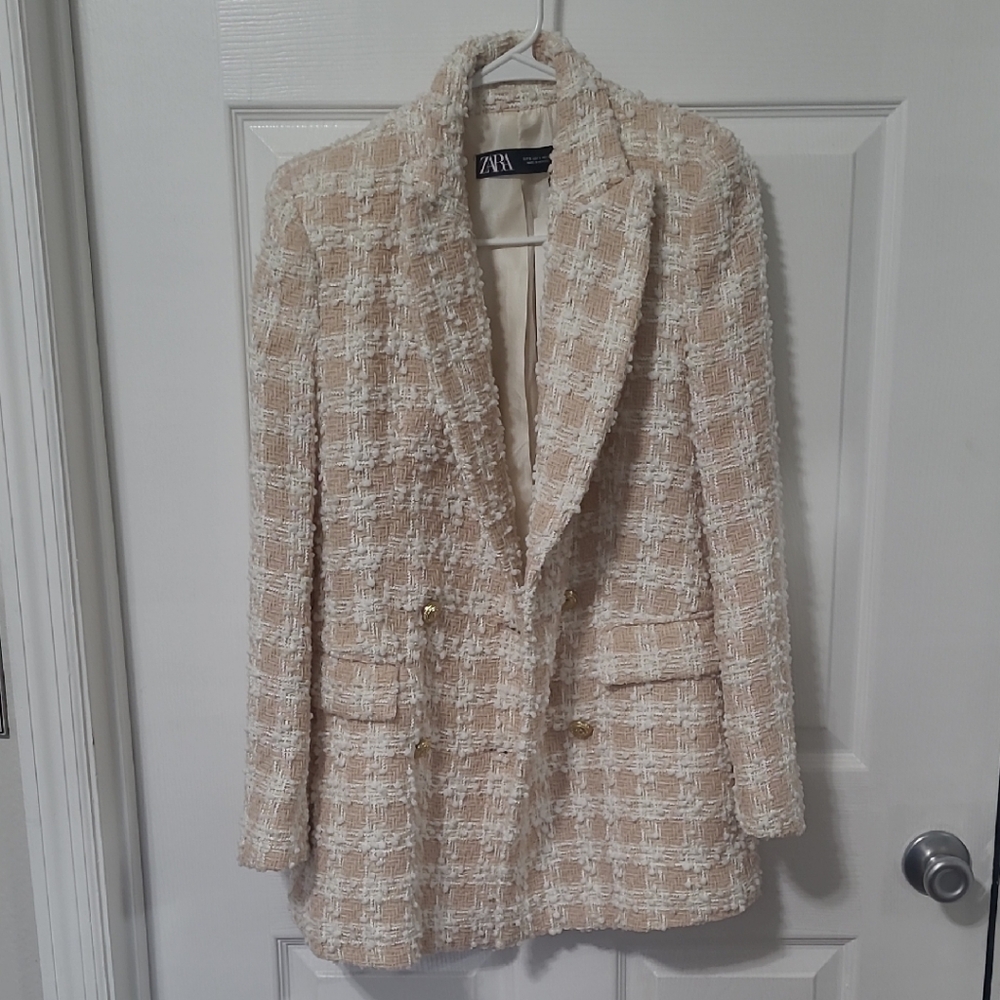 Zara Women's Beige Tweed Blazer
